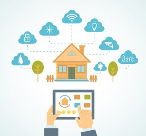 vector illustration concept of smart house technology system with centralized control