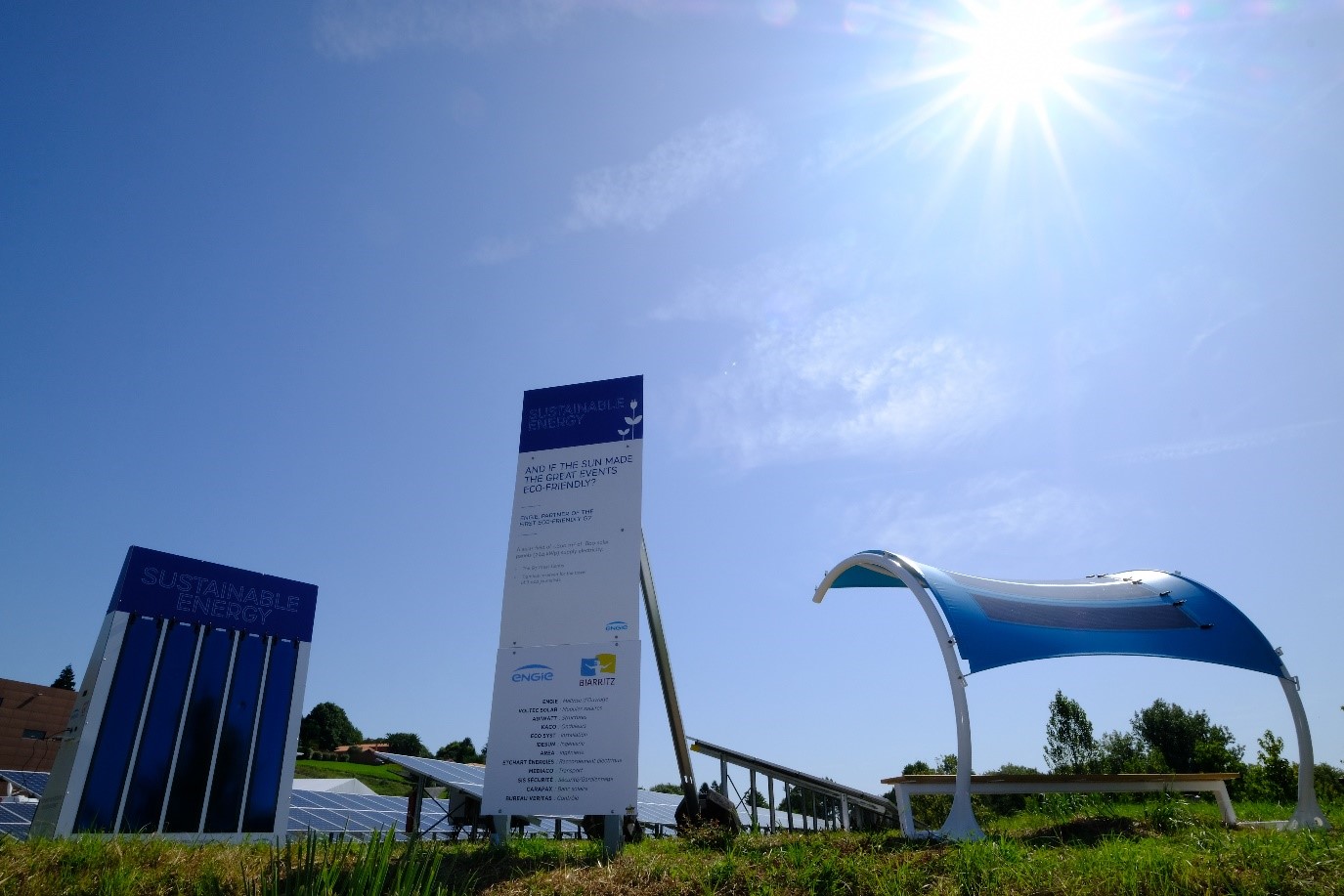 Vue de l’installation photovoltaïque déployée par Engie lors du G7 de Biarritz